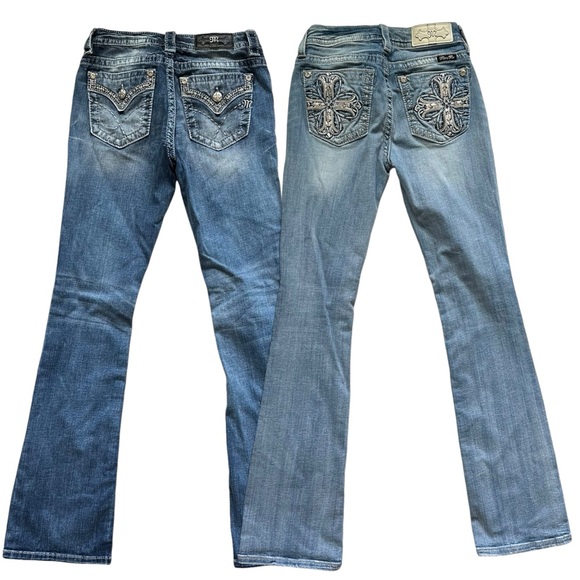 Miss Me Denim - Miss Me Chloe Boot Bootcut Denim Blue Jeans Bling Butt Low Rise Jeans Bundle 27